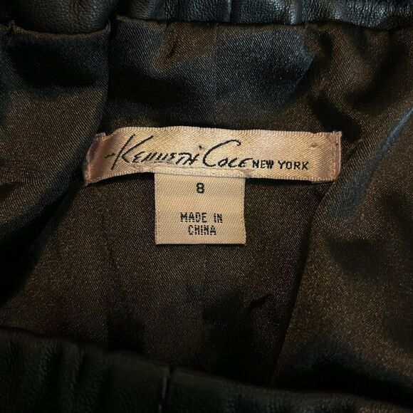 KENNETH COLE black leather skirt 8 - Picture 3 of 4
